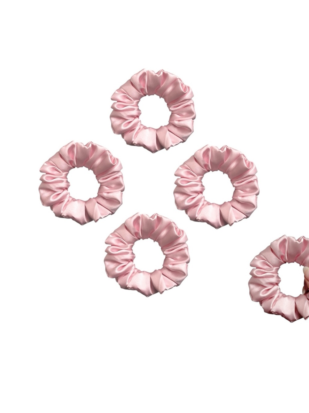 Pink Satin Hair Scrunchies Set - Picture 7 of 10